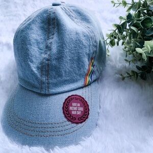 So | Denim Baseball Cap w/ Rainbow Stripe NWT